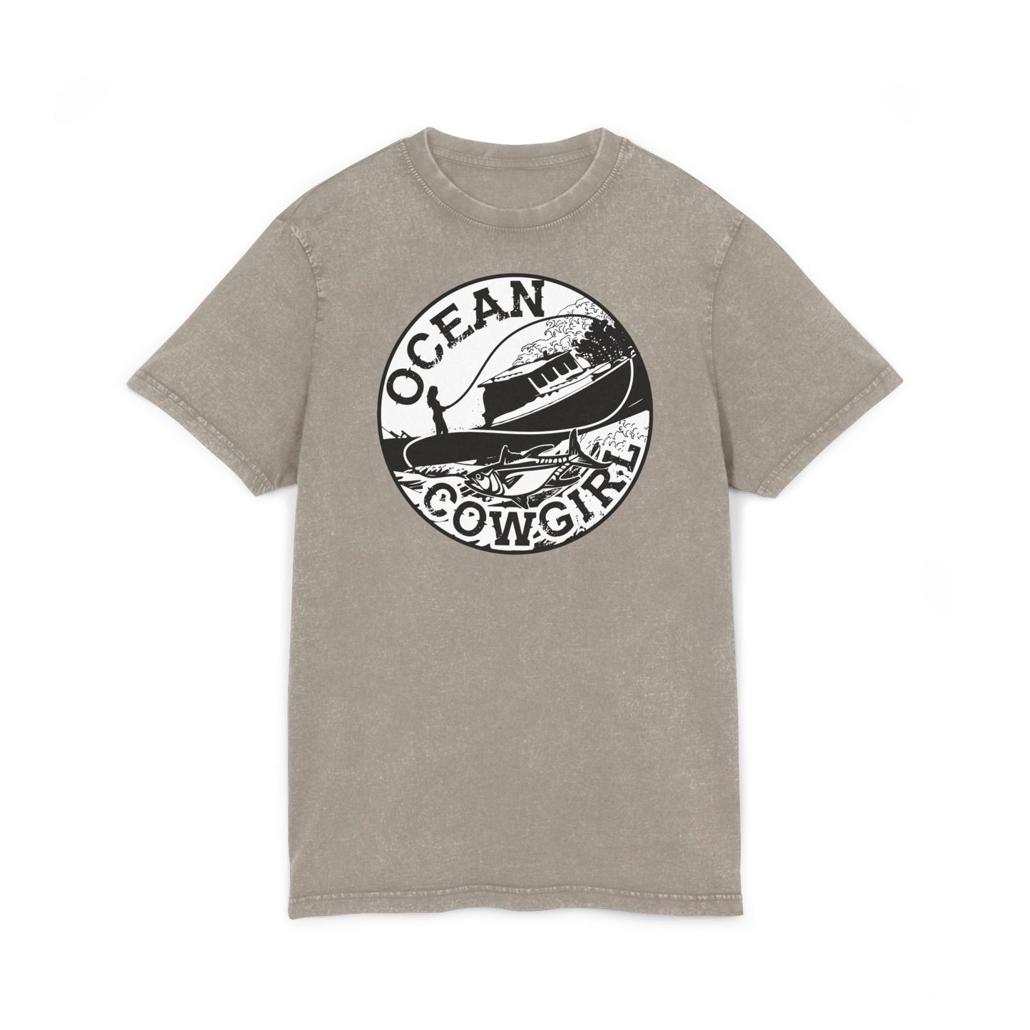 Ocean Cowgirl Acid Washed Tee, Vintage Style T-Shirt, Beach Lover Gift, Casual Summer Wear, Perfect for Boho Vibes