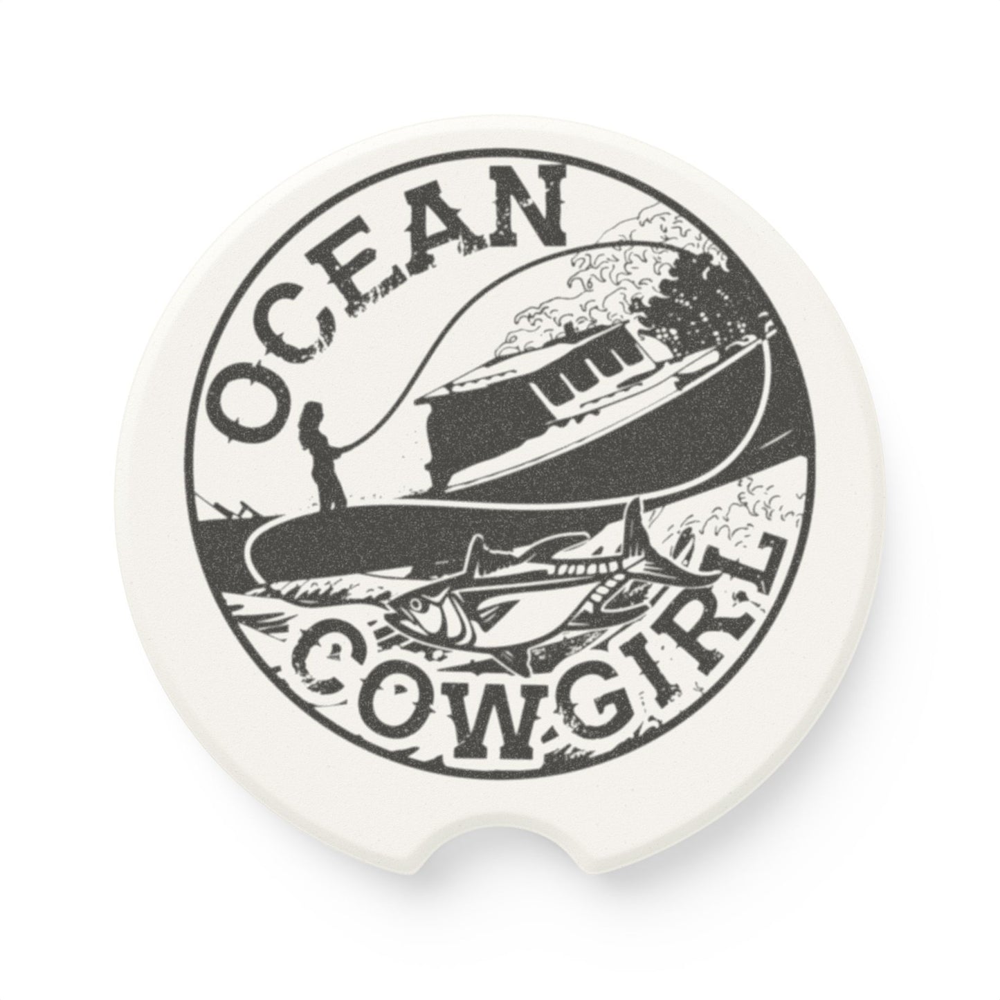 Ocean Cowgirl Car Coaster, Soapstone Coasters for Beach Lovers, Nautical Decor, Unique Gift for Boaters, Car Accessories