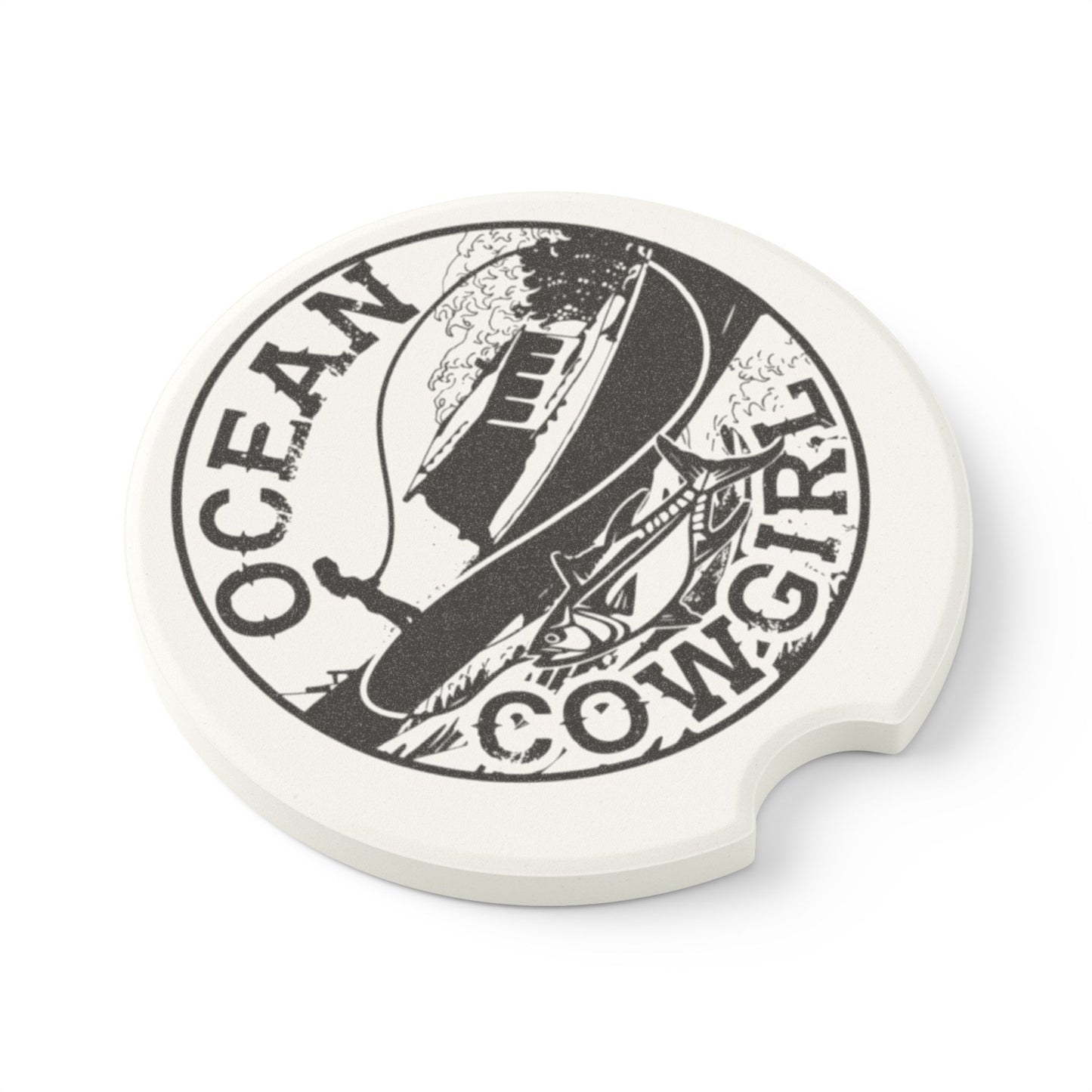Ocean Cowgirl Car Coaster, Soapstone Coasters for Beach Lovers, Nautical Decor, Unique Gift for Boaters, Car Accessories