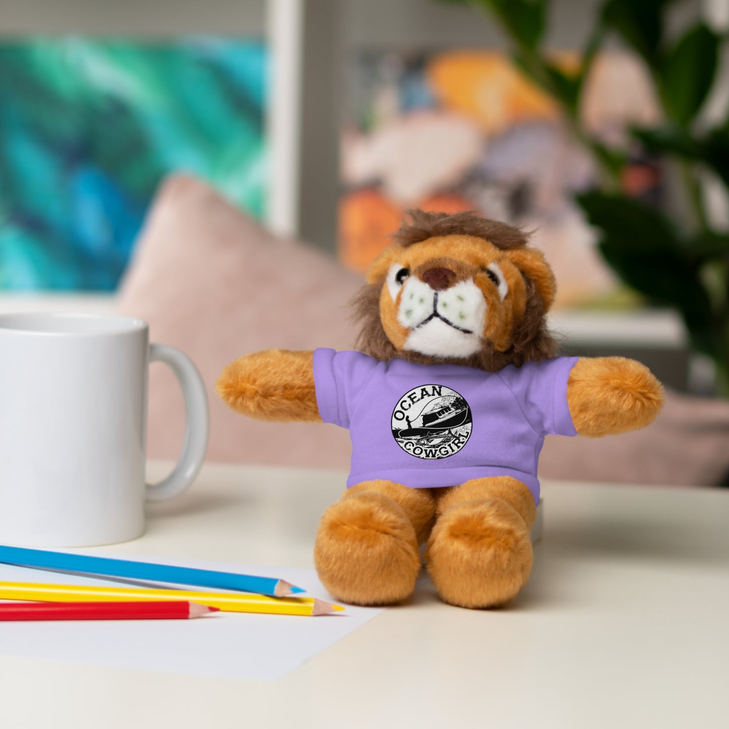 Ocean Cowgirl Cozy Cuddle Bear, Personalized Stuffed Animal, Gift for Kids, Soft Toy for Birthdays, Ocean Cowgirl Tee