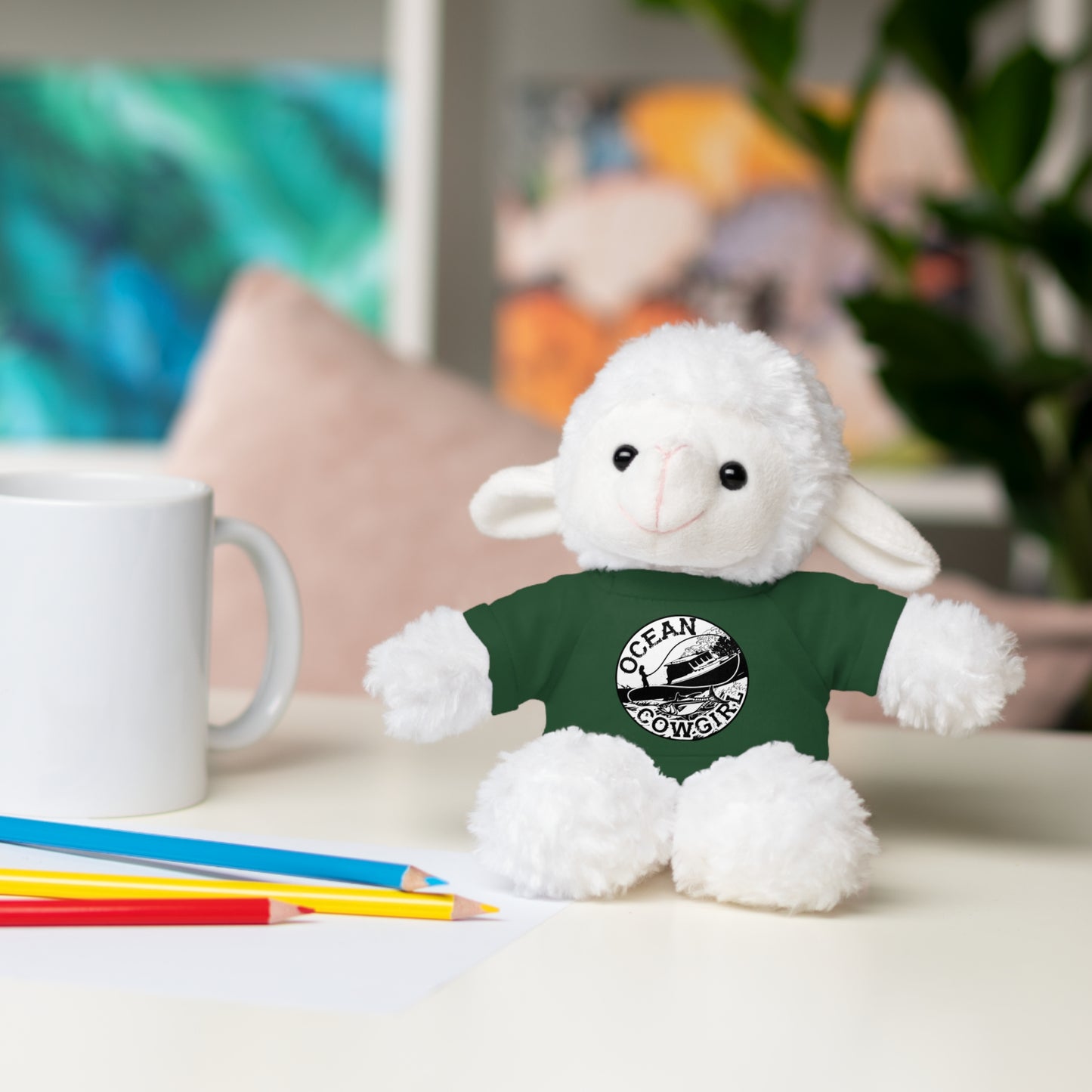 Ocean Cowgirl Cozy Cuddle Bear, Personalized Stuffed Animal, Gift for Kids, Soft Toy for Birthdays, Ocean Cowgirl Tee