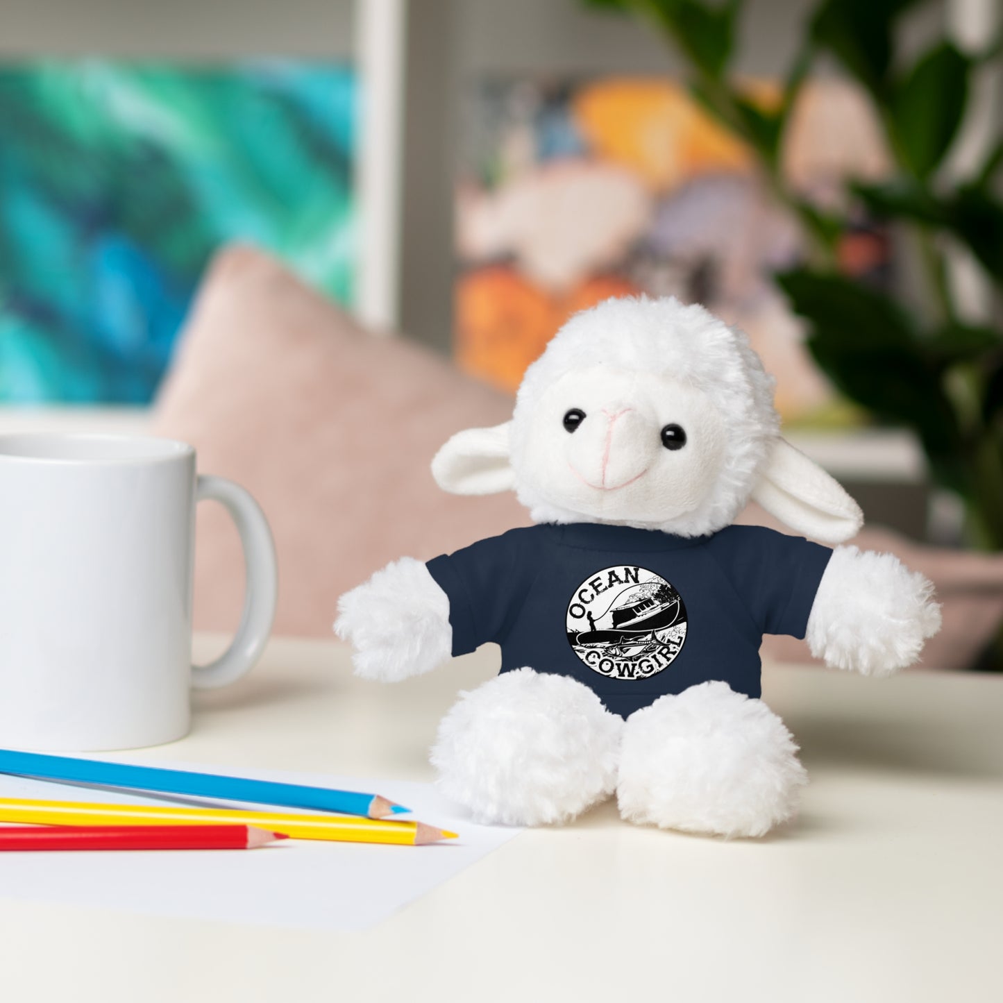 Ocean Cowgirl Cozy Cuddle Bear, Personalized Stuffed Animal, Gift for Kids, Soft Toy for Birthdays, Ocean Cowgirl Tee