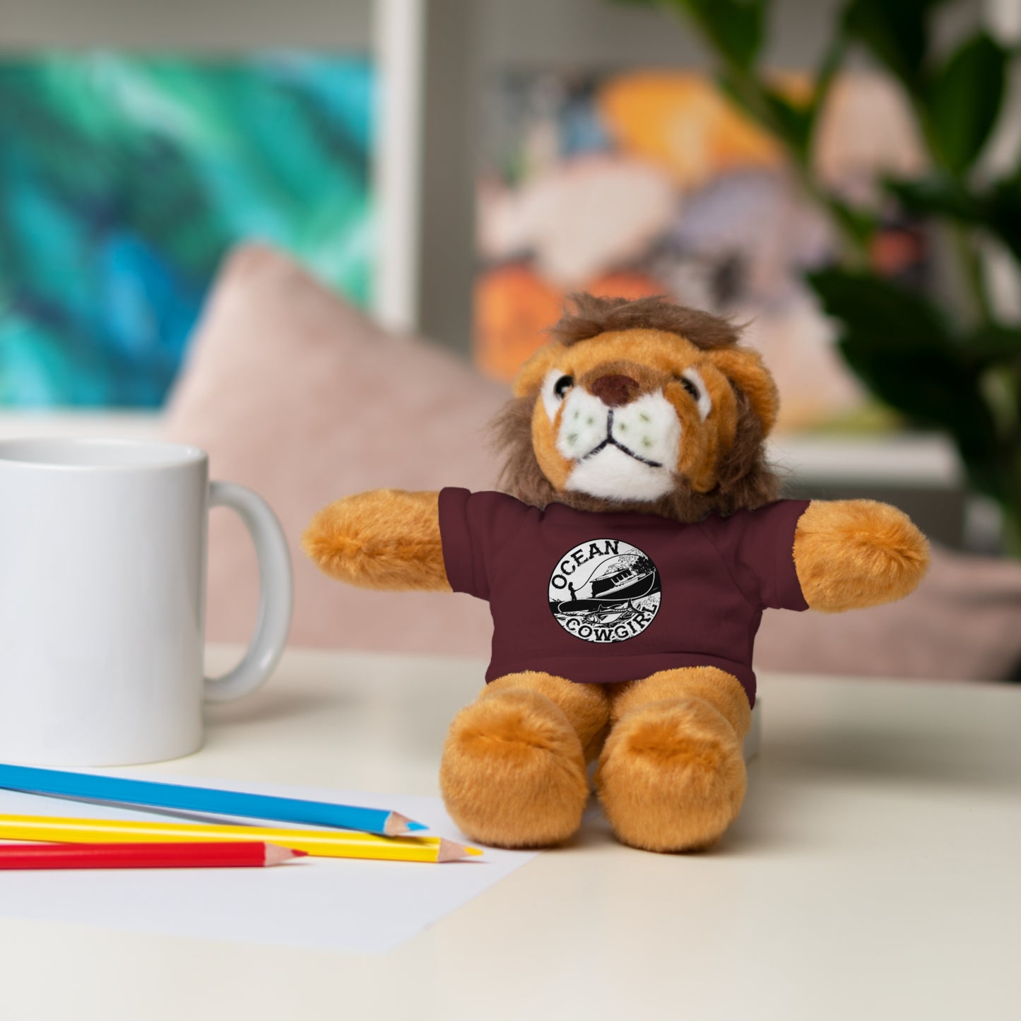 Ocean Cowgirl Cozy Cuddle Bear, Personalized Stuffed Animal, Gift for Kids, Soft Toy for Birthdays, Ocean Cowgirl Tee