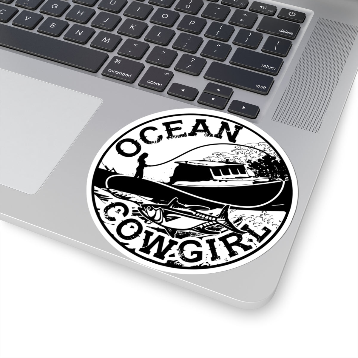 Ocean Cowgirl Kiss-Cut Stickers - Nautical Decor, Laptop Stickers, Gift for Beach Lovers, Boat Enthusiasts, Ocean-Themed Accessories