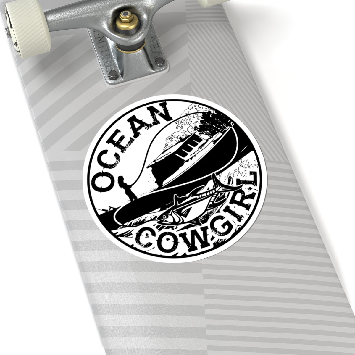 Ocean Cowgirl Kiss-Cut Stickers - Nautical Decor, Laptop Stickers, Gift for Beach Lovers, Boat Enthusiasts, Ocean-Themed Accessories