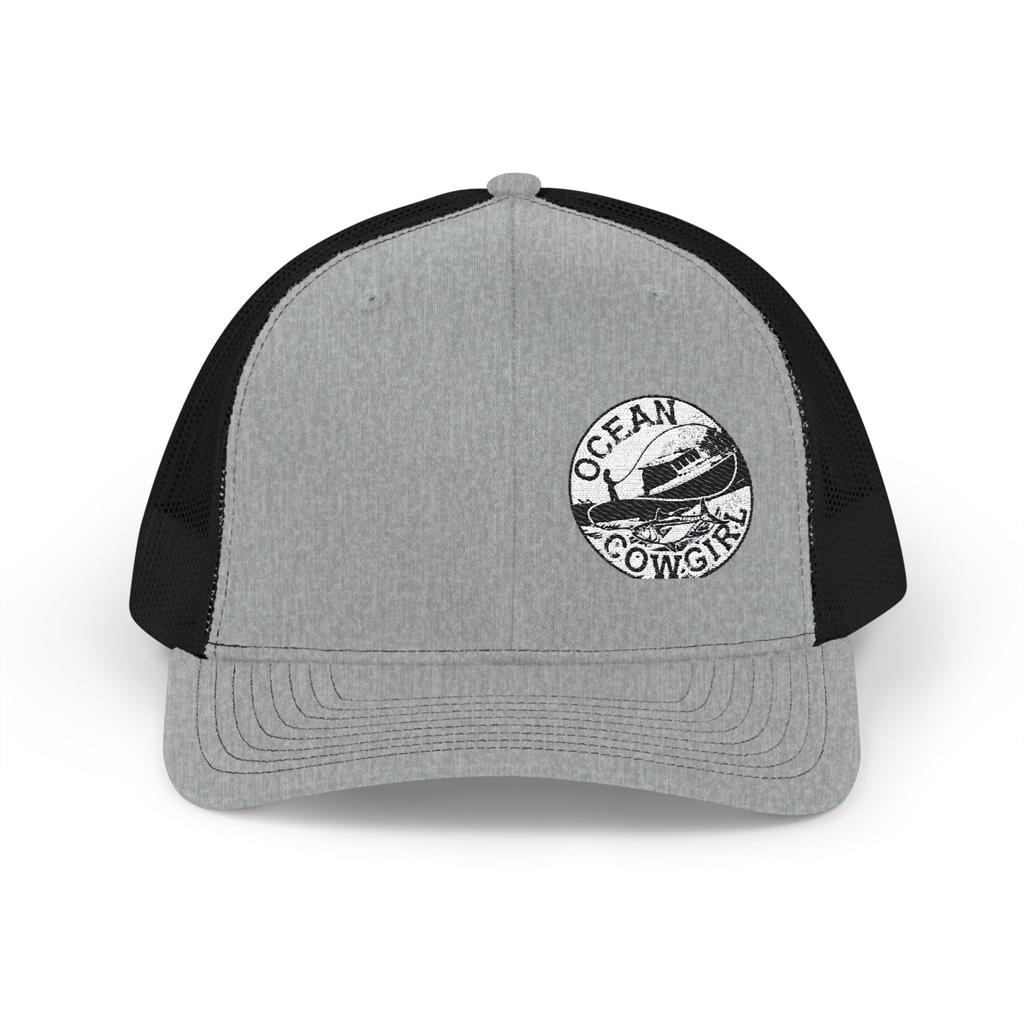 Ocean Cowgirl Snapback Trucker Cap, Embroidered Beach Hat, Summer Accessory, Fashionable Gift for Cowgirls and Ocean Lovers