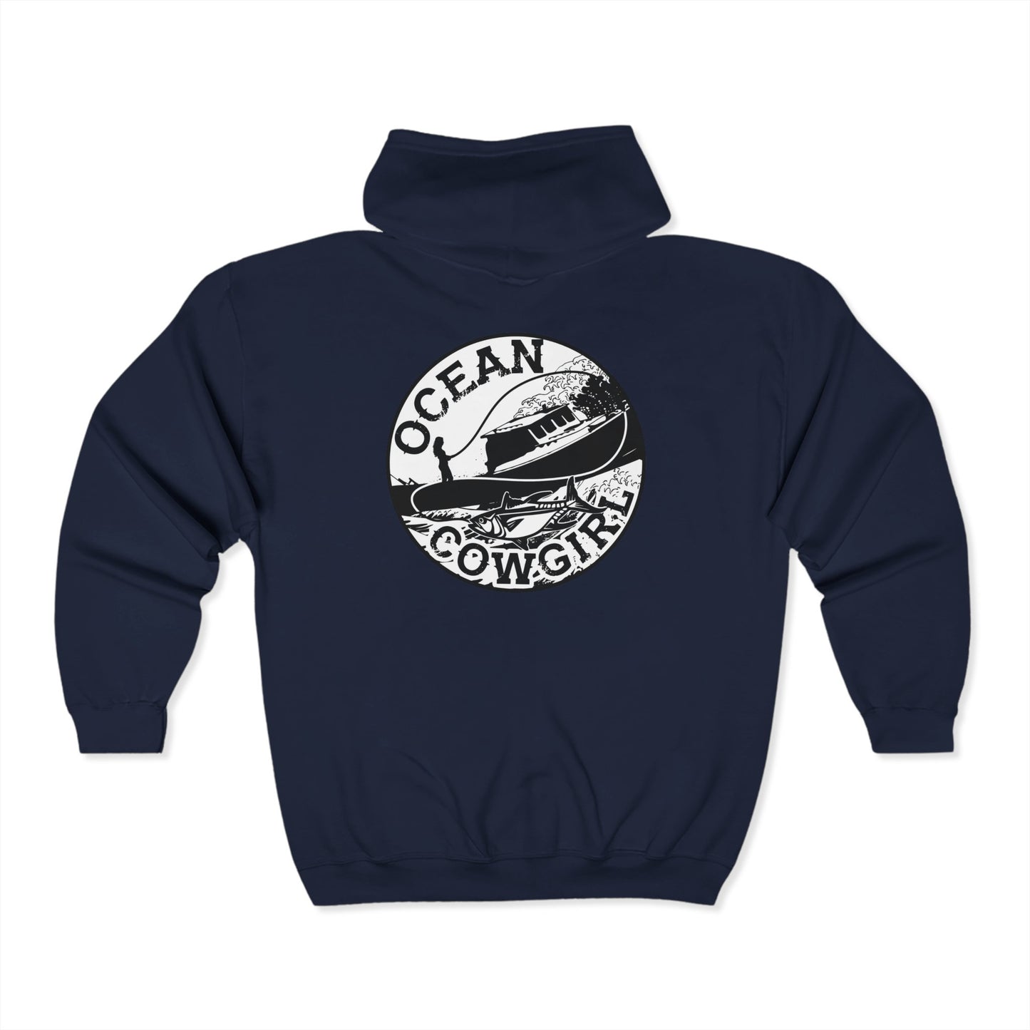 Ocean Cowgirl Full Zip Hoodie - Trendy Sweatshirt for Beach Lovers, Gift for Boaters, Relaxed Style, Ocean Enthusiast Apparel, Casual [...]