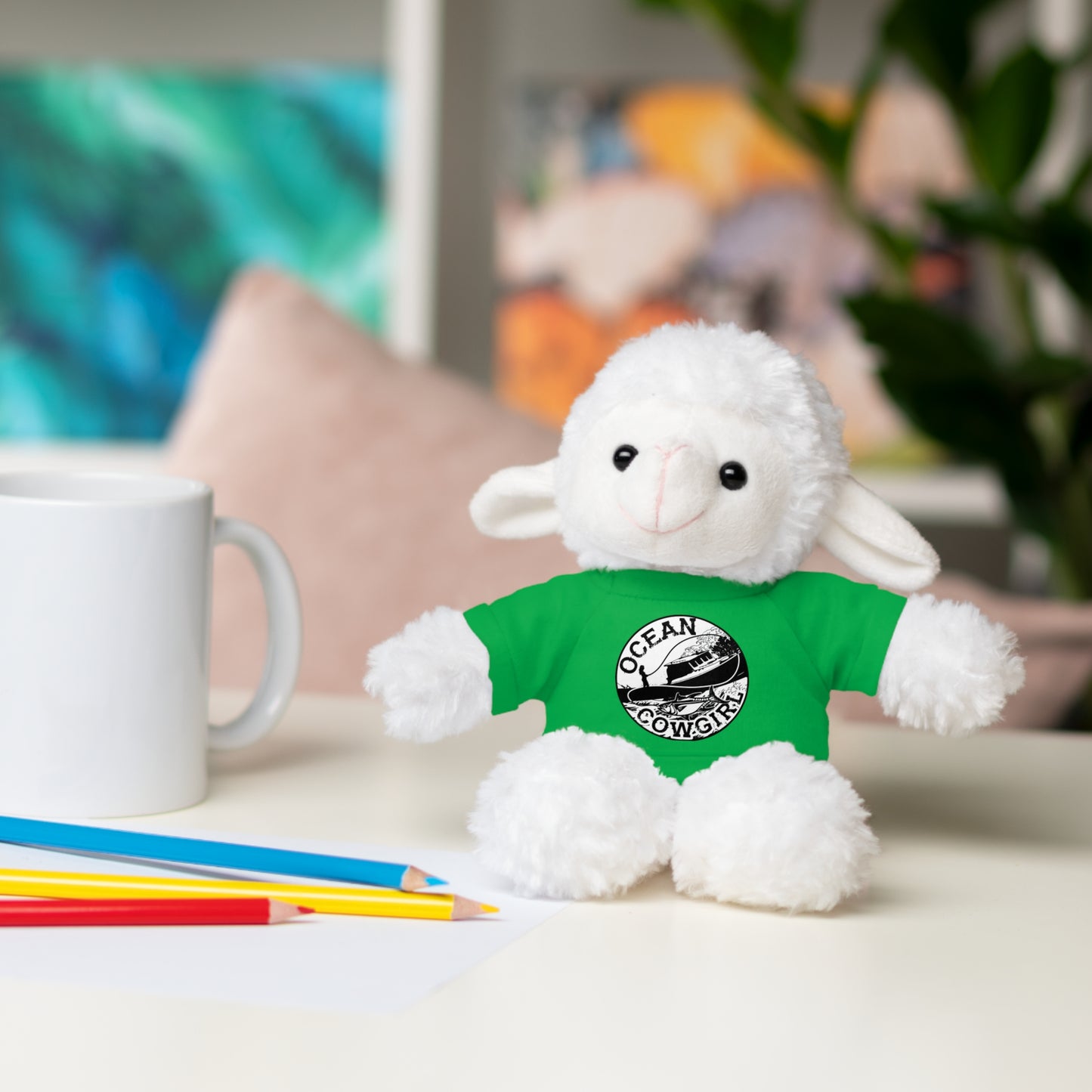 Ocean Cowgirl Cozy Cuddle Bear, Personalized Stuffed Animal, Gift for Kids, Soft Toy for Birthdays, Ocean Cowgirl Tee