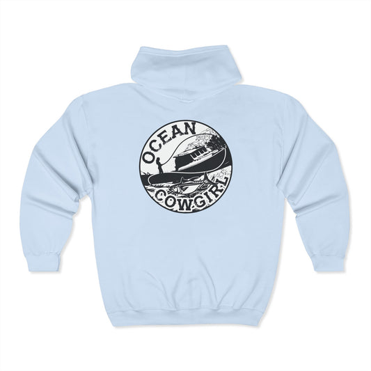 Ocean Cowgirl Full Zip Hoodie - Trendy Sweatshirt for Beach Lovers, Gift for Boaters, Relaxed Style, Ocean Enthusiast Apparel, Casual [...]