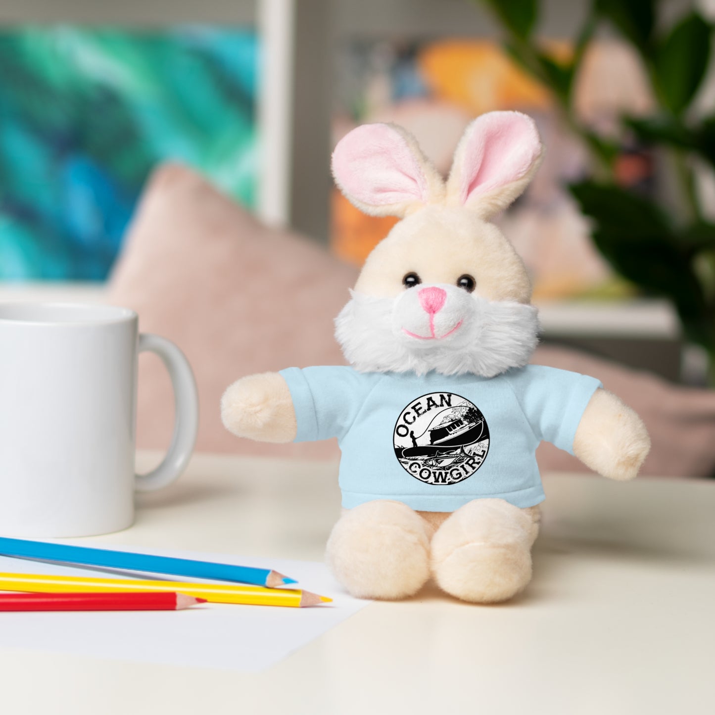 Ocean Cowgirl Cozy Cuddle Bear, Personalized Stuffed Animal, Gift for Kids, Soft Toy for Birthdays, Ocean Cowgirl Tee