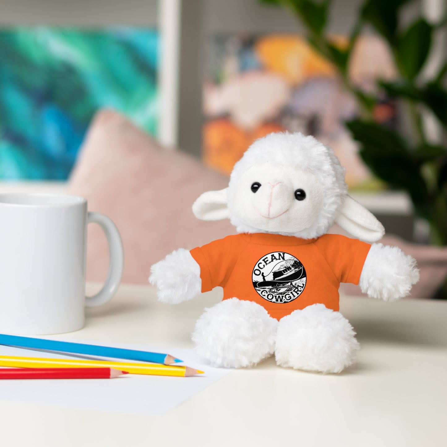 Ocean Cowgirl Cozy Cuddle Bear, Personalized Stuffed Animal, Gift for Kids, Soft Toy for Birthdays, Ocean Cowgirl Tee