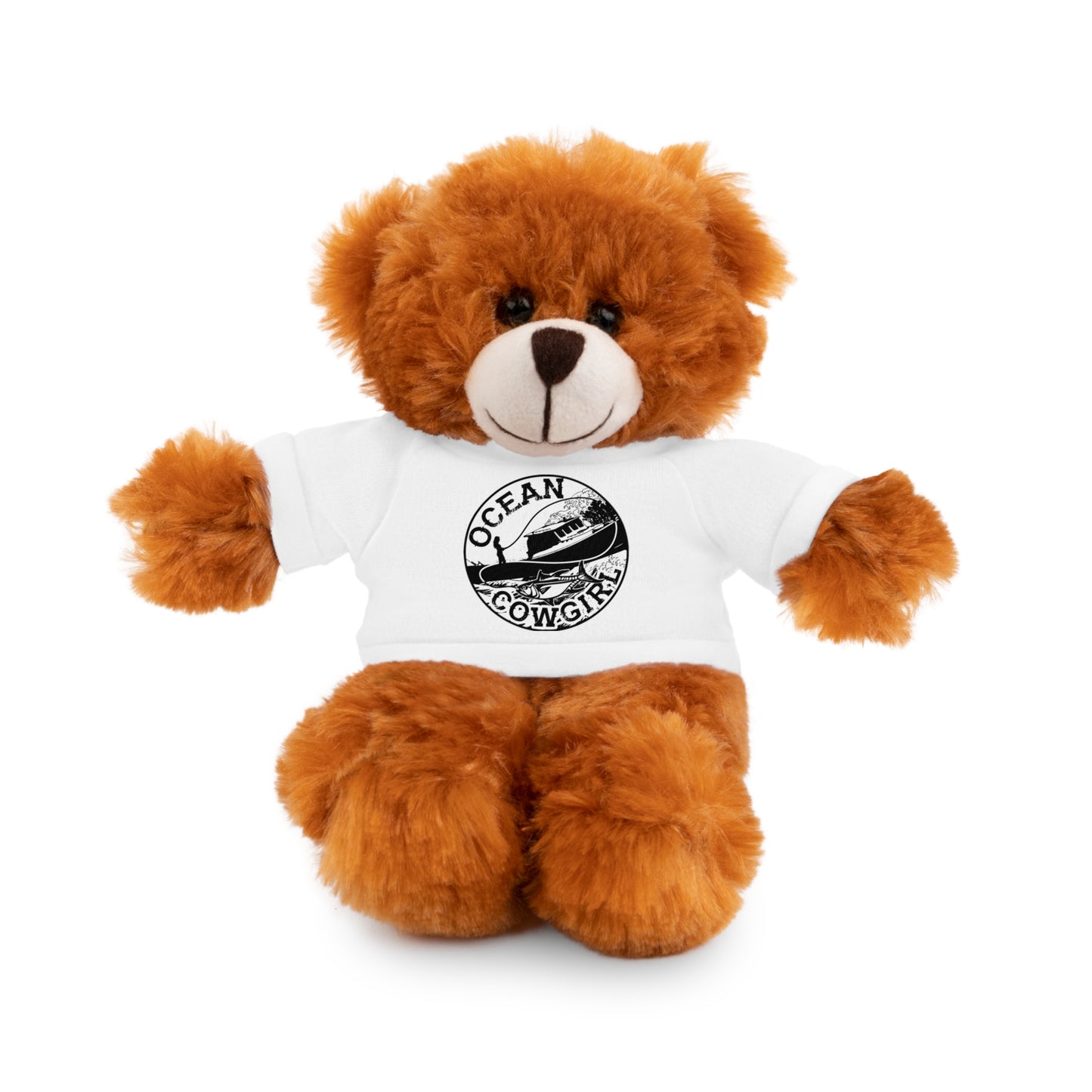 Ocean Cowgirl Cozy Cuddle Bear, Personalized Stuffed Animal, Gift for Kids, Soft Toy for Birthdays, Ocean Cowgirl Tee