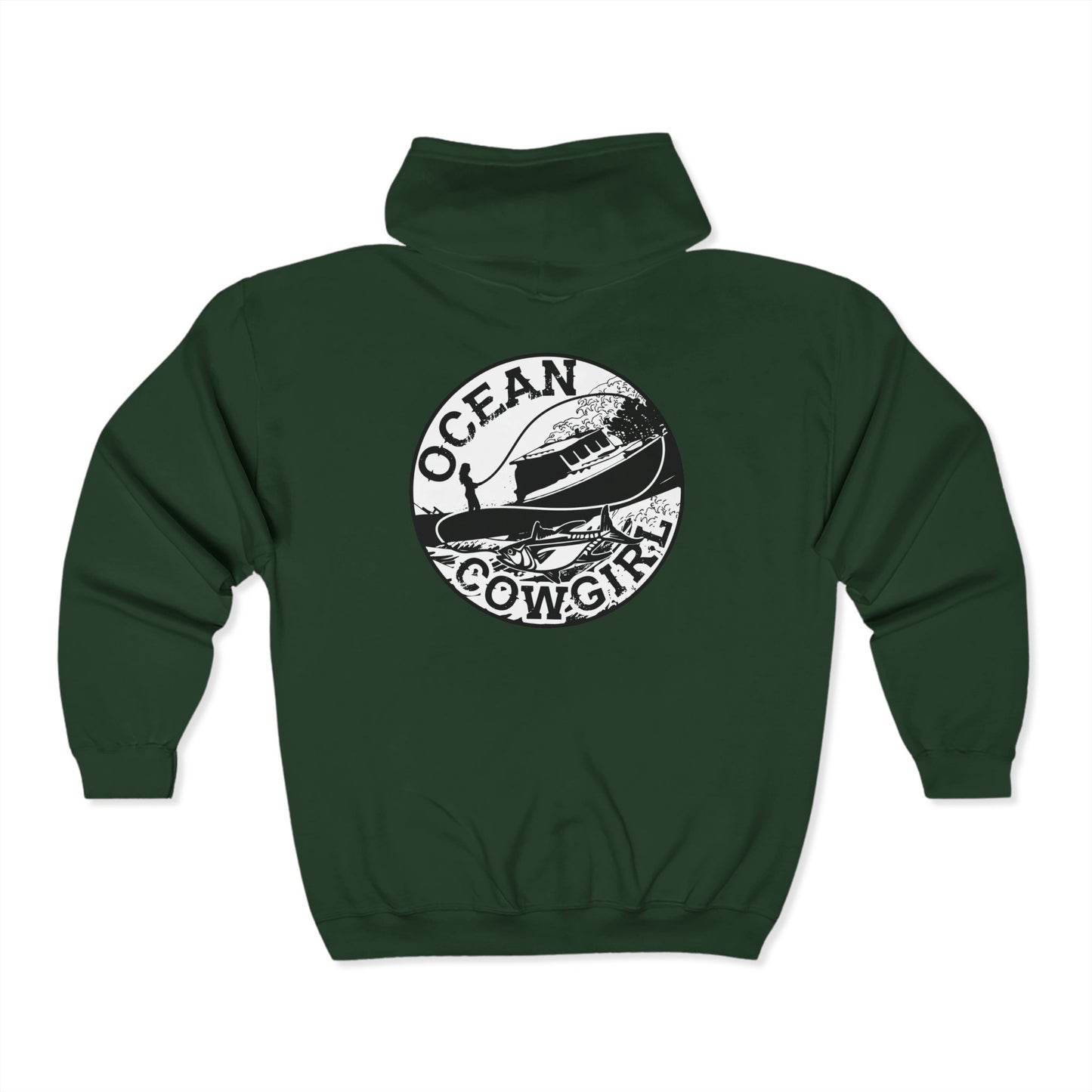 Ocean Cowgirl Full Zip Hoodie - Trendy Sweatshirt for Beach Lovers, Gift for Boaters, Relaxed Style, Ocean Enthusiast Apparel, Casual [...]