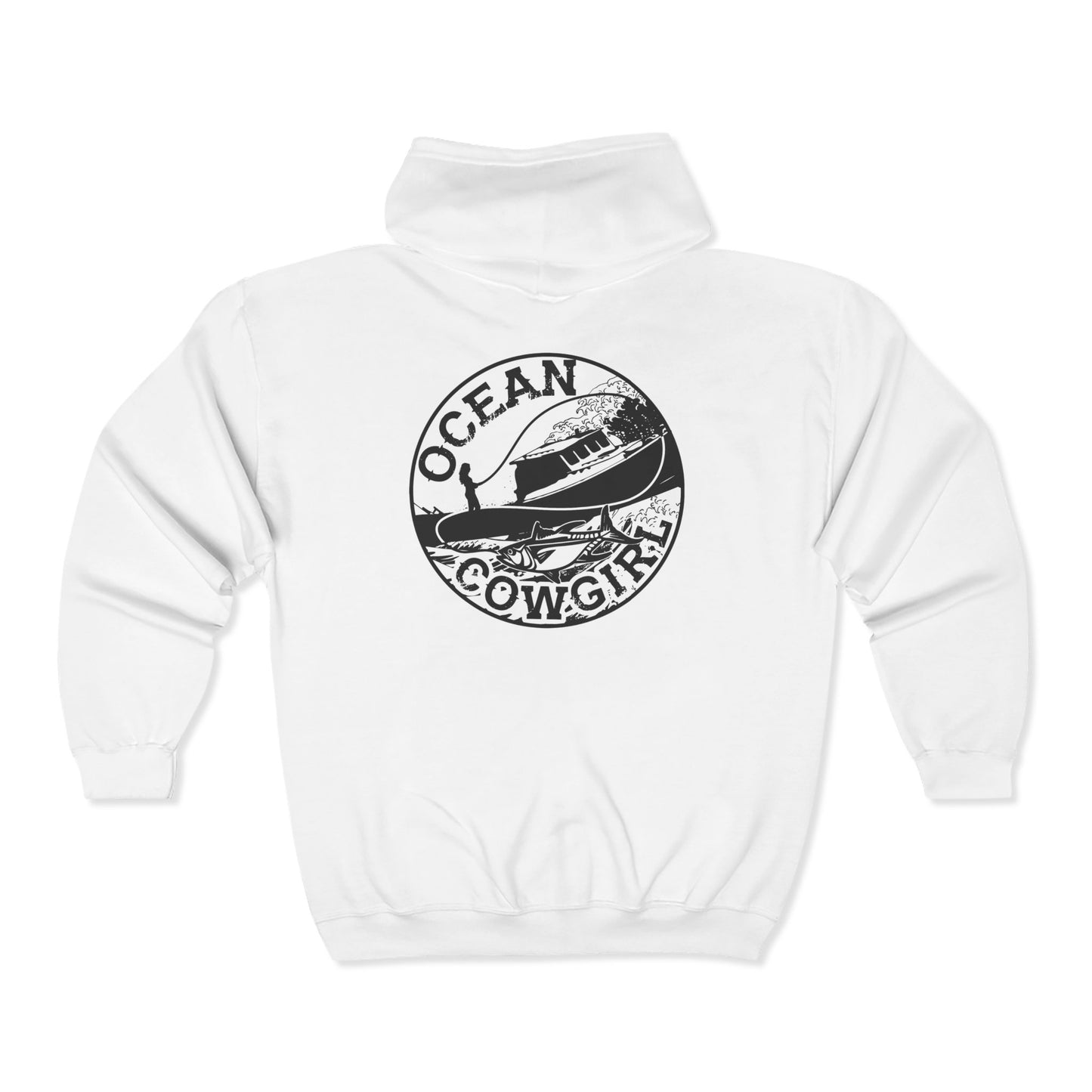 Ocean Cowgirl Full Zip Hoodie - Trendy Sweatshirt for Beach Lovers, Gift for Boaters, Relaxed Style, Ocean Enthusiast Apparel, Casual [...]