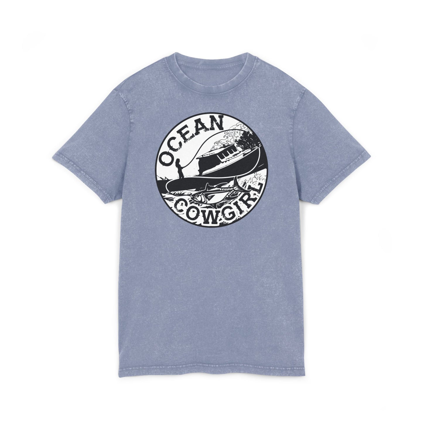 Ocean Cowgirl Acid Washed Tee, Vintage Style T-Shirt, Beach Lover Gift, Casual Summer Wear, Perfect for Boho Vibes