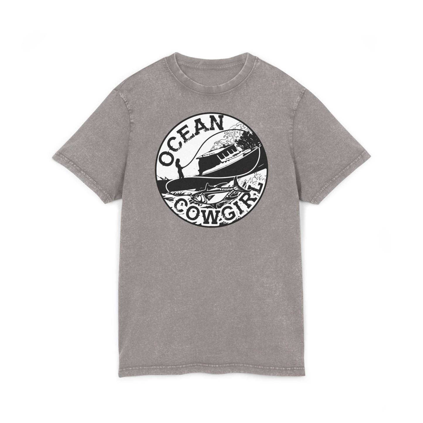 Ocean Cowgirl Acid Washed Tee, Vintage Style T-Shirt, Beach Lover Gift, Casual Summer Wear, Perfect for Boho Vibes