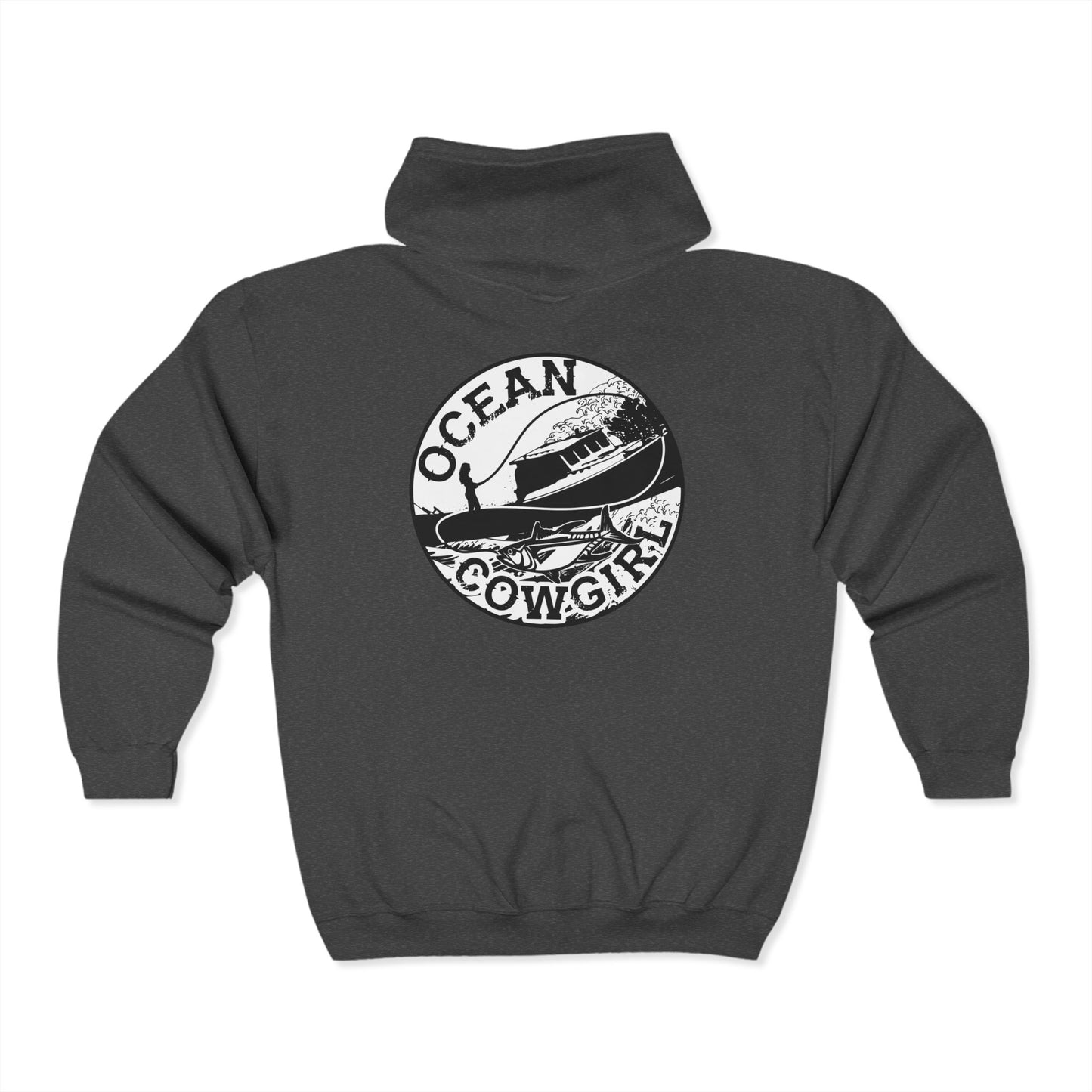 Ocean Cowgirl Full Zip Hoodie - Trendy Sweatshirt for Beach Lovers, Gift for Boaters, Relaxed Style, Ocean Enthusiast Apparel, Casual [...]