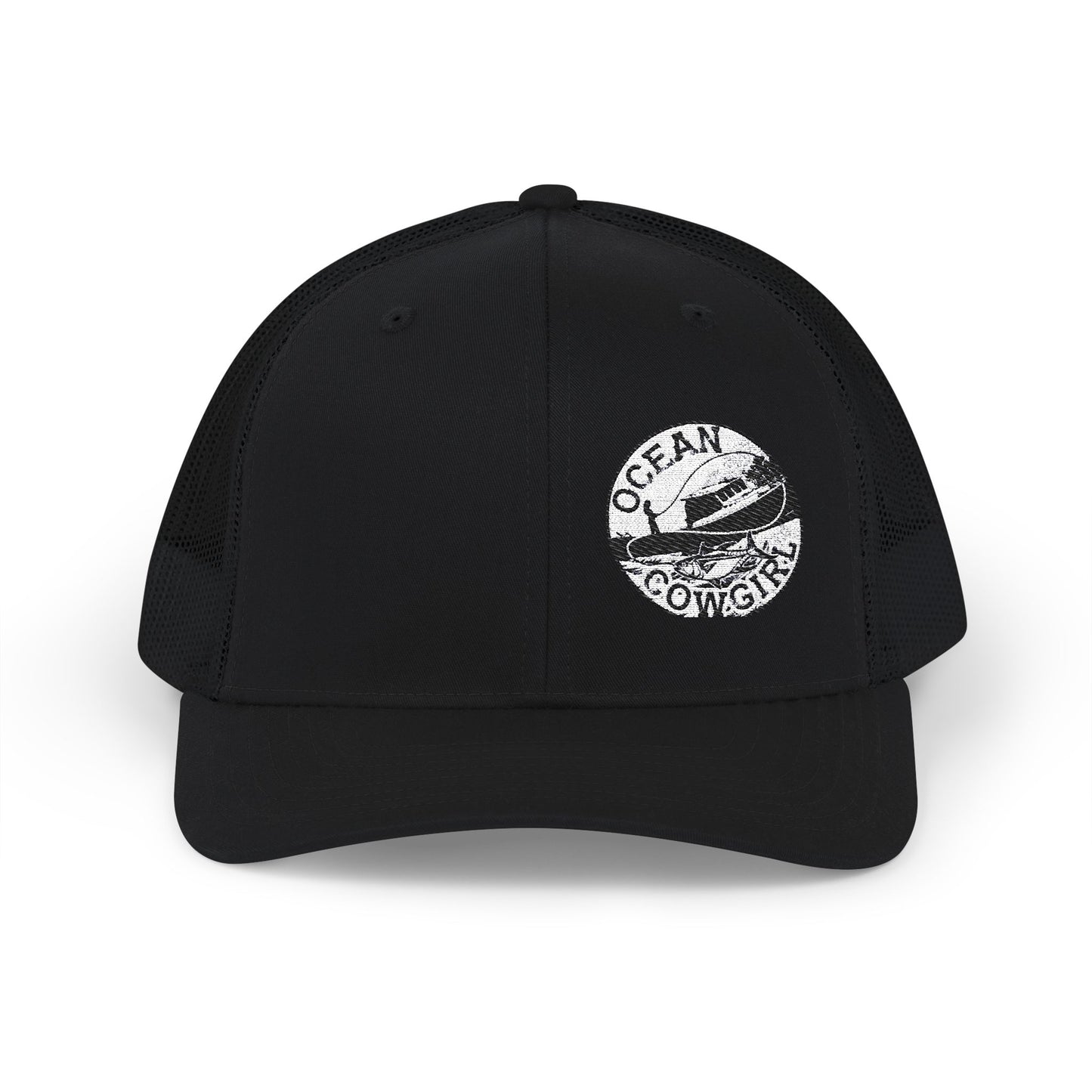 Ocean Cowgirl Snapback Trucker Cap, Embroidered Beach Hat, Summer Accessory, Fashionable Gift for Cowgirls and Ocean Lovers