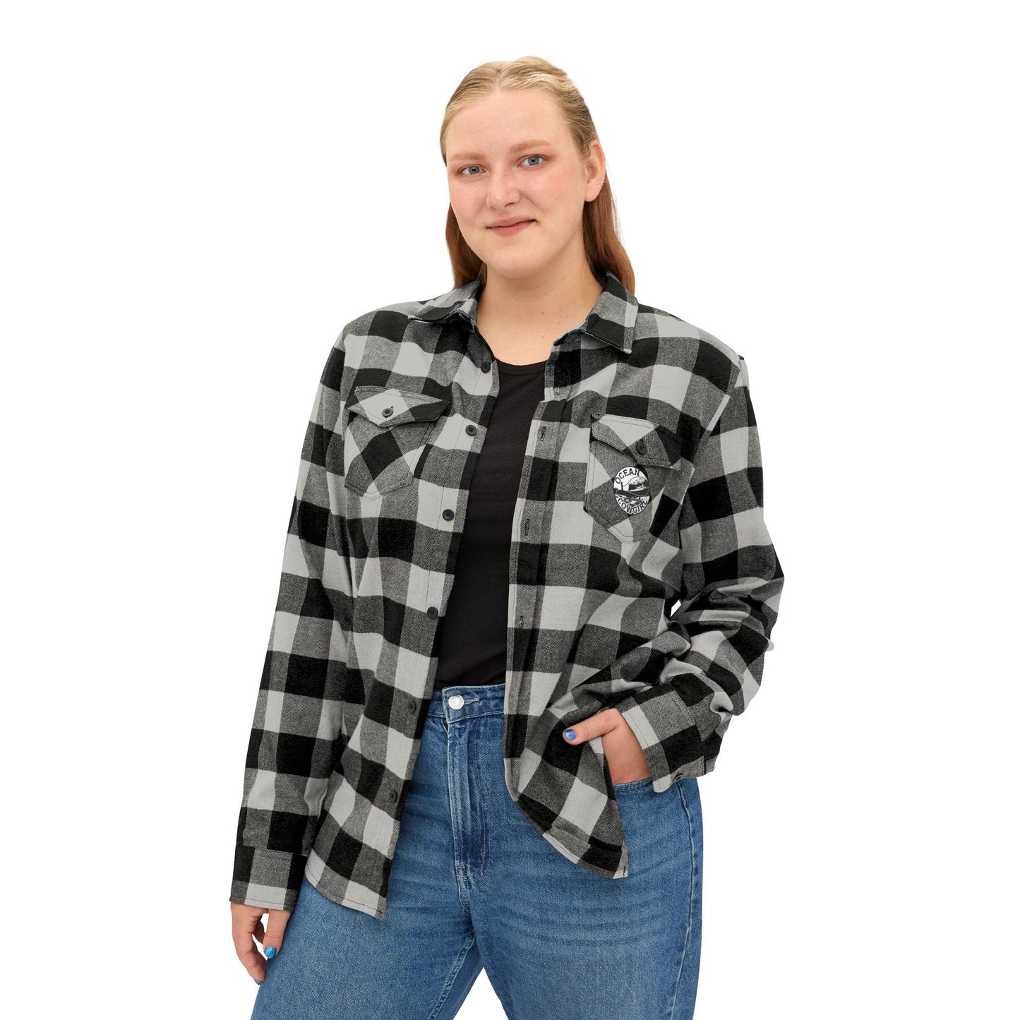 Ocean Cowgirl Cozy Unisex Flannel Shirt | Casual Outdoor Wear, Fall Fashion, Layering Essential, Relaxed Style, Gift Idea for Him/Her