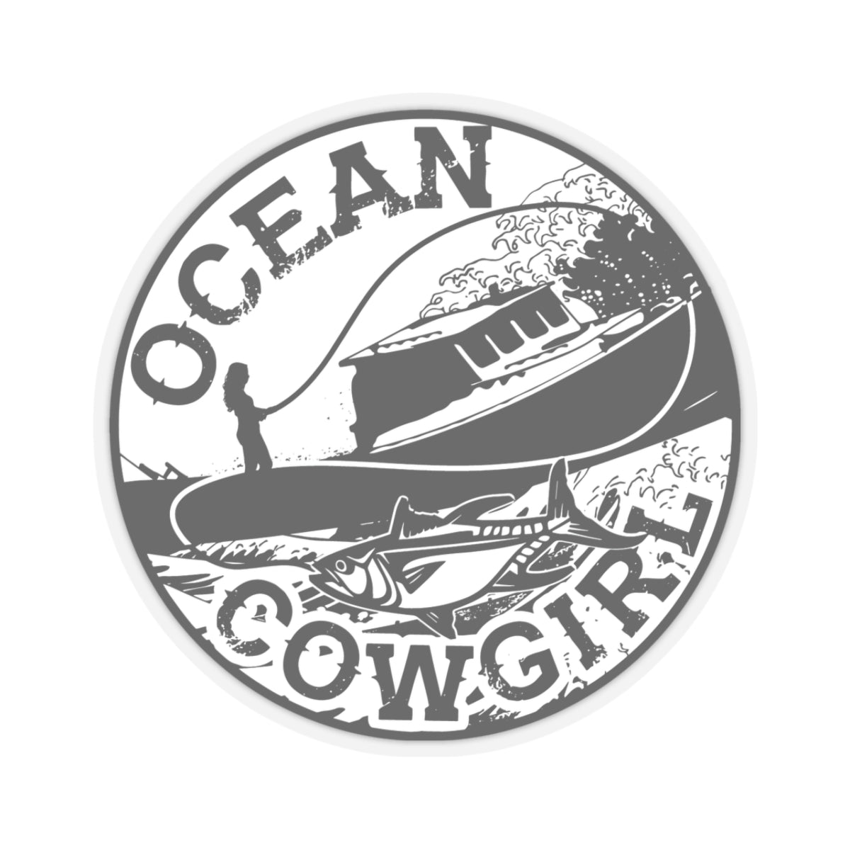 Ocean Cowgirl Kiss-Cut Stickers - Nautical Decor, Laptop Stickers, Gift for Beach Lovers, Boat Enthusiasts, Ocean-Themed Accessories