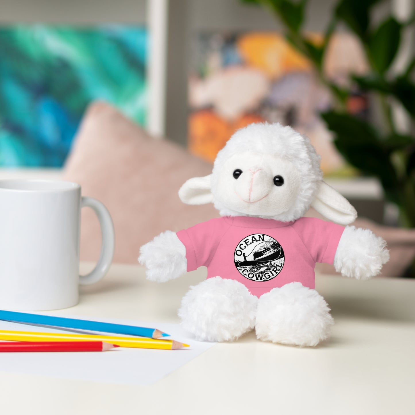 Ocean Cowgirl Cozy Cuddle Bear, Personalized Stuffed Animal, Gift for Kids, Soft Toy for Birthdays, Ocean Cowgirl Tee