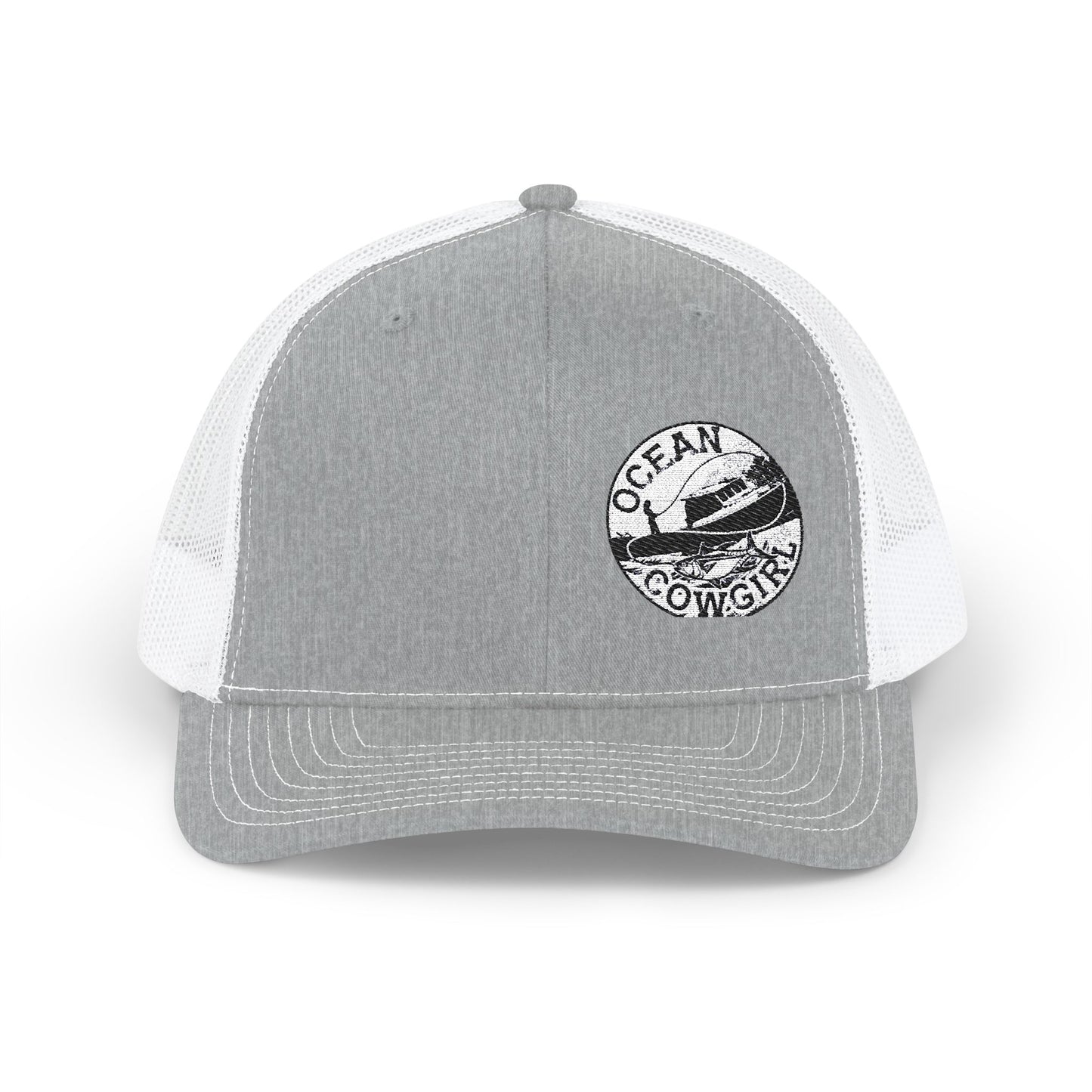 Ocean Cowgirl Snapback Trucker Cap, Embroidered Beach Hat, Summer Accessory, Fashionable Gift for Cowgirls and Ocean Lovers