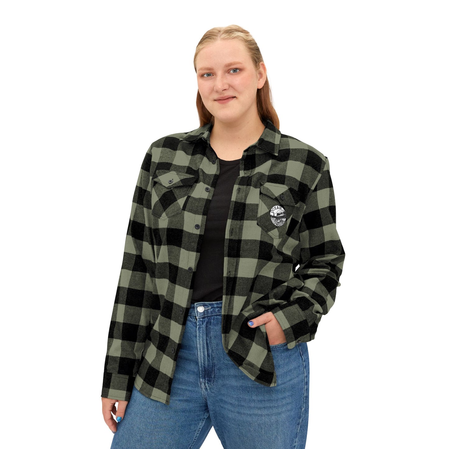 Ocean Cowgirl Cozy Unisex Flannel Shirt | Casual Outdoor Wear, Fall Fashion, Layering Essential, Relaxed Style, Gift Idea for Him/Her