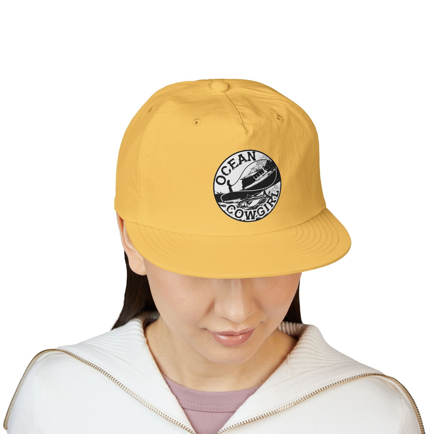 Ocean Cowgirl Vibes Surf Cap, Adjustable Beach Hat, Summer Accessory, Gift for Surfers, Casual Outdoor Wear