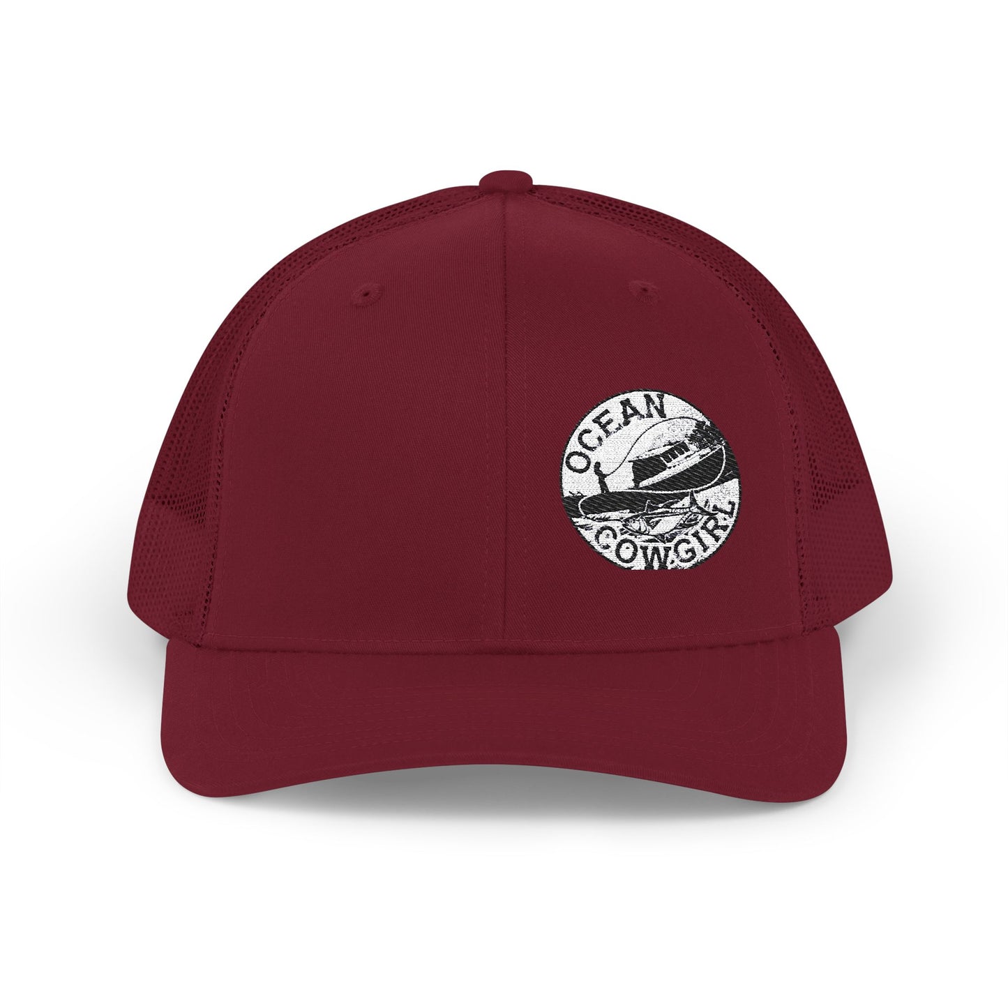 Ocean Cowgirl Snapback Trucker Cap, Embroidered Beach Hat, Summer Accessory, Fashionable Gift for Cowgirls and Ocean Lovers