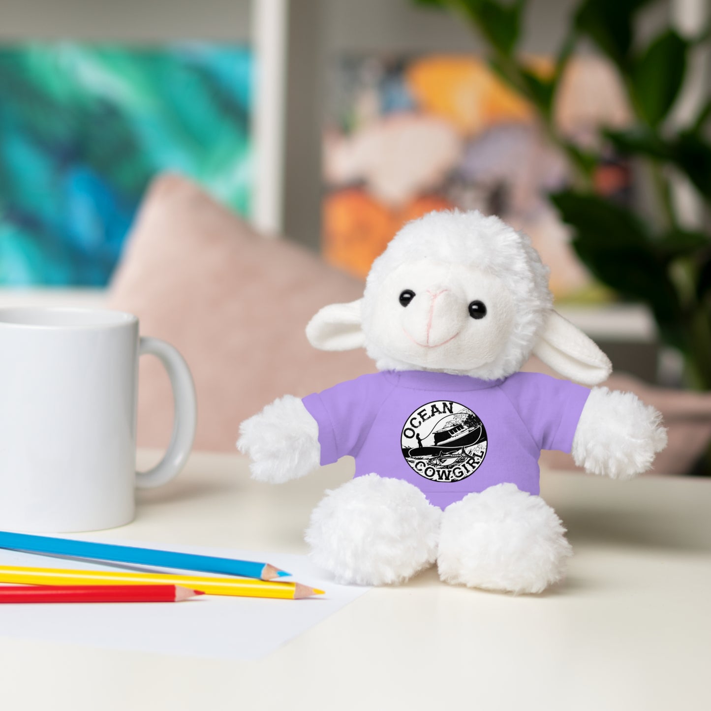 Ocean Cowgirl Cozy Cuddle Bear, Personalized Stuffed Animal, Gift for Kids, Soft Toy for Birthdays, Ocean Cowgirl Tee
