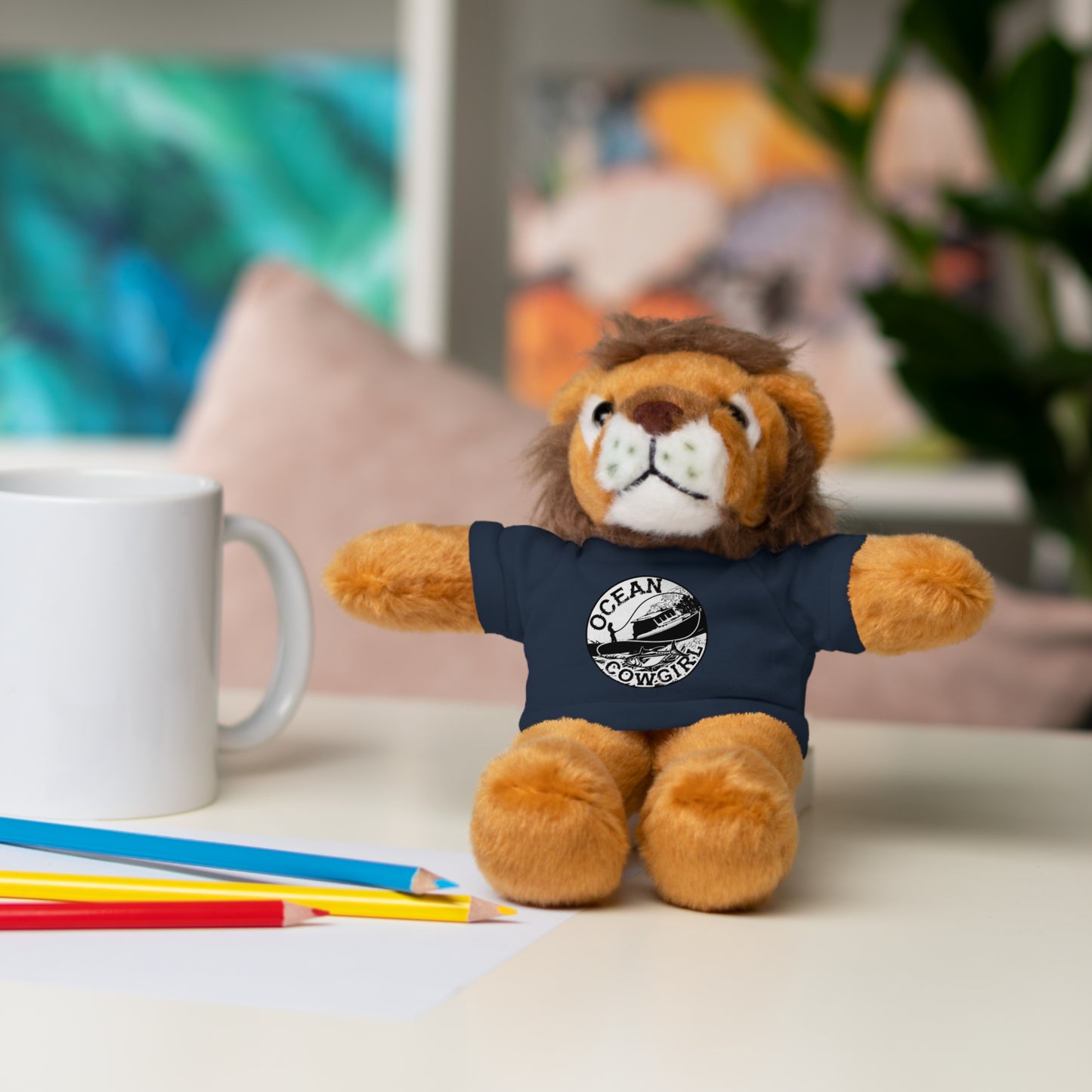 Ocean Cowgirl Cozy Cuddle Bear, Personalized Stuffed Animal, Gift for Kids, Soft Toy for Birthdays, Ocean Cowgirl Tee