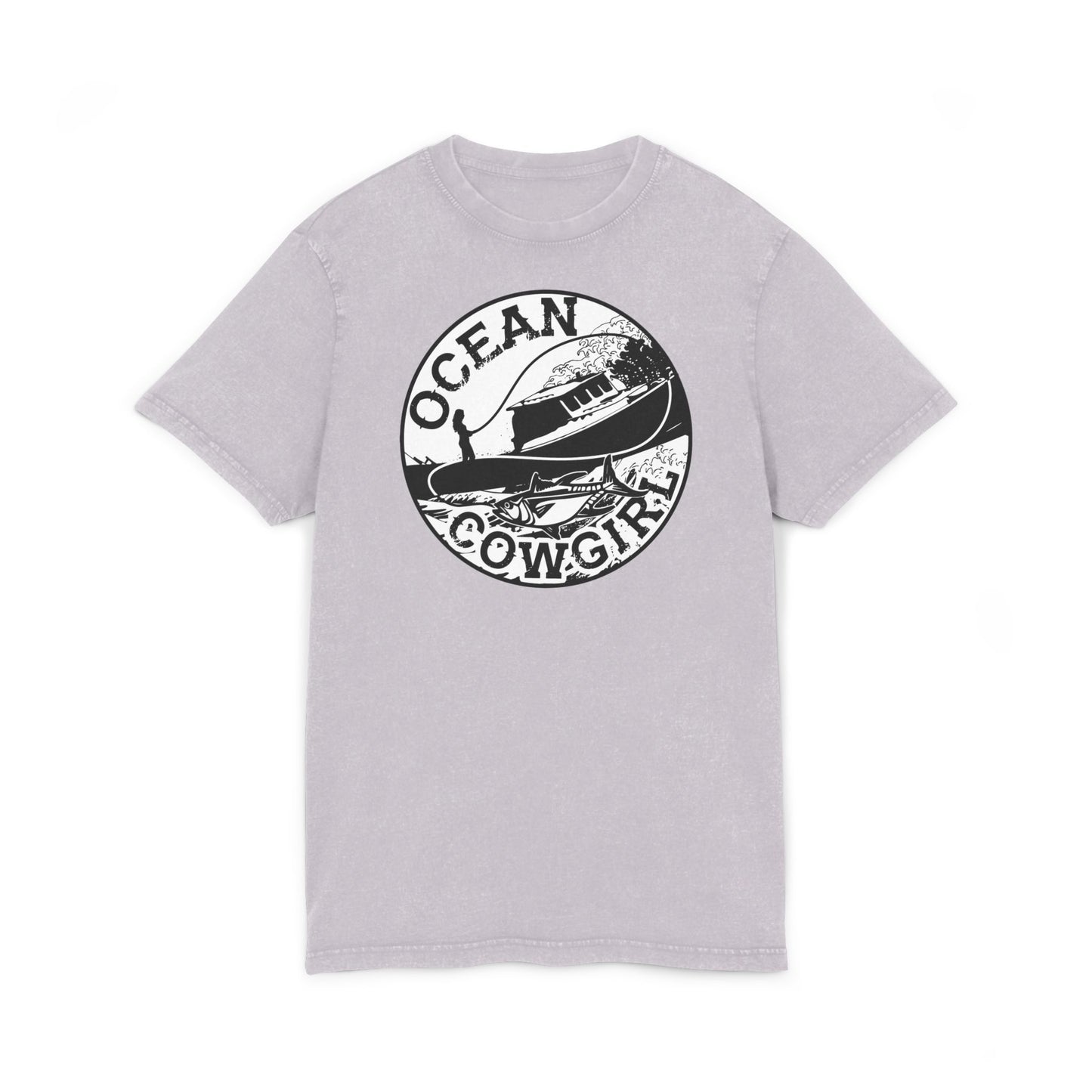 Ocean Cowgirl Acid Washed Tee, Vintage Style T-Shirt, Beach Lover Gift, Casual Summer Wear, Perfect for Boho Vibes