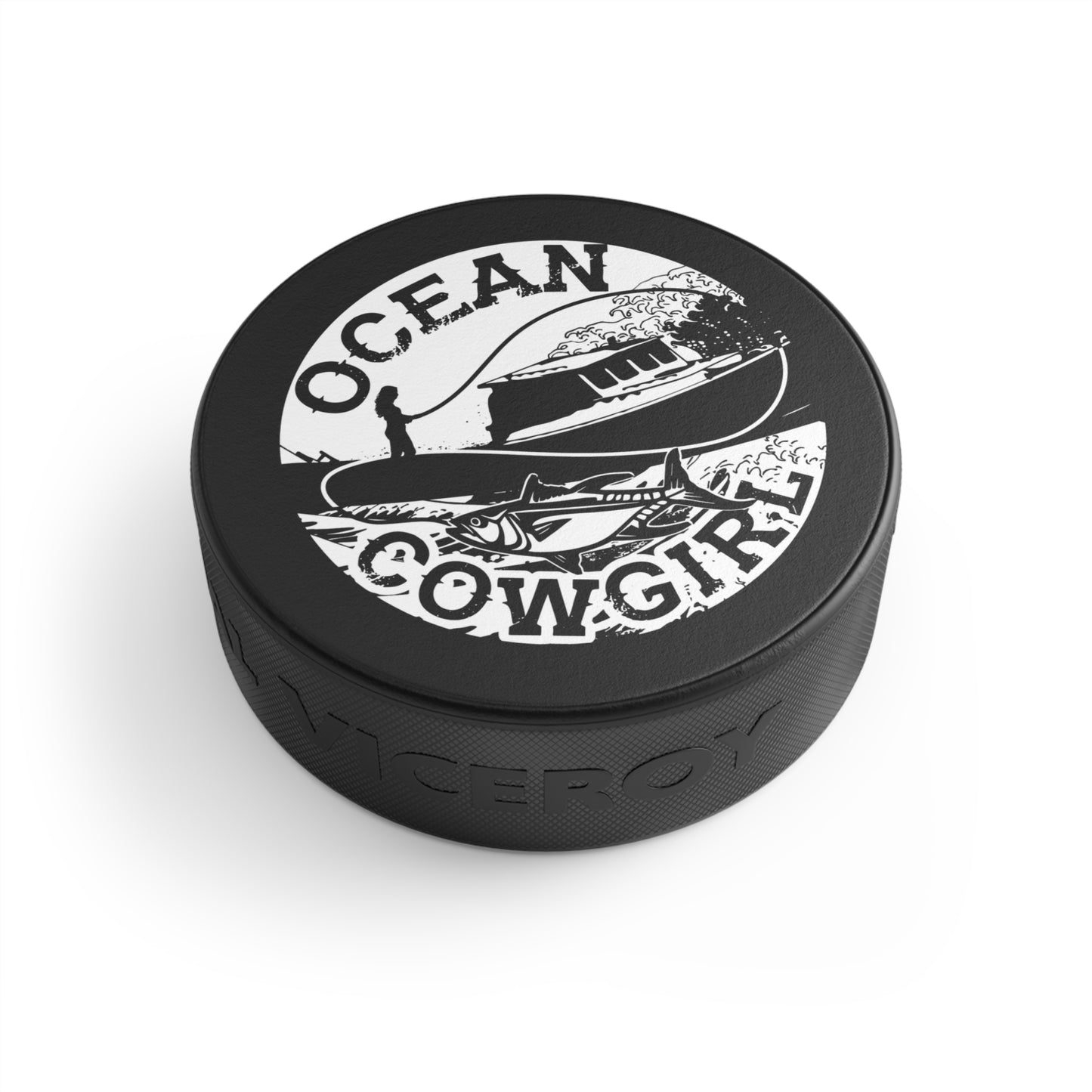 Ocean Cowgirl Hockey Puck | Unique Gift for Fishermen, Beach Lovers, Sports Fans, Outdoor Decor, Ocean Themed Collectible