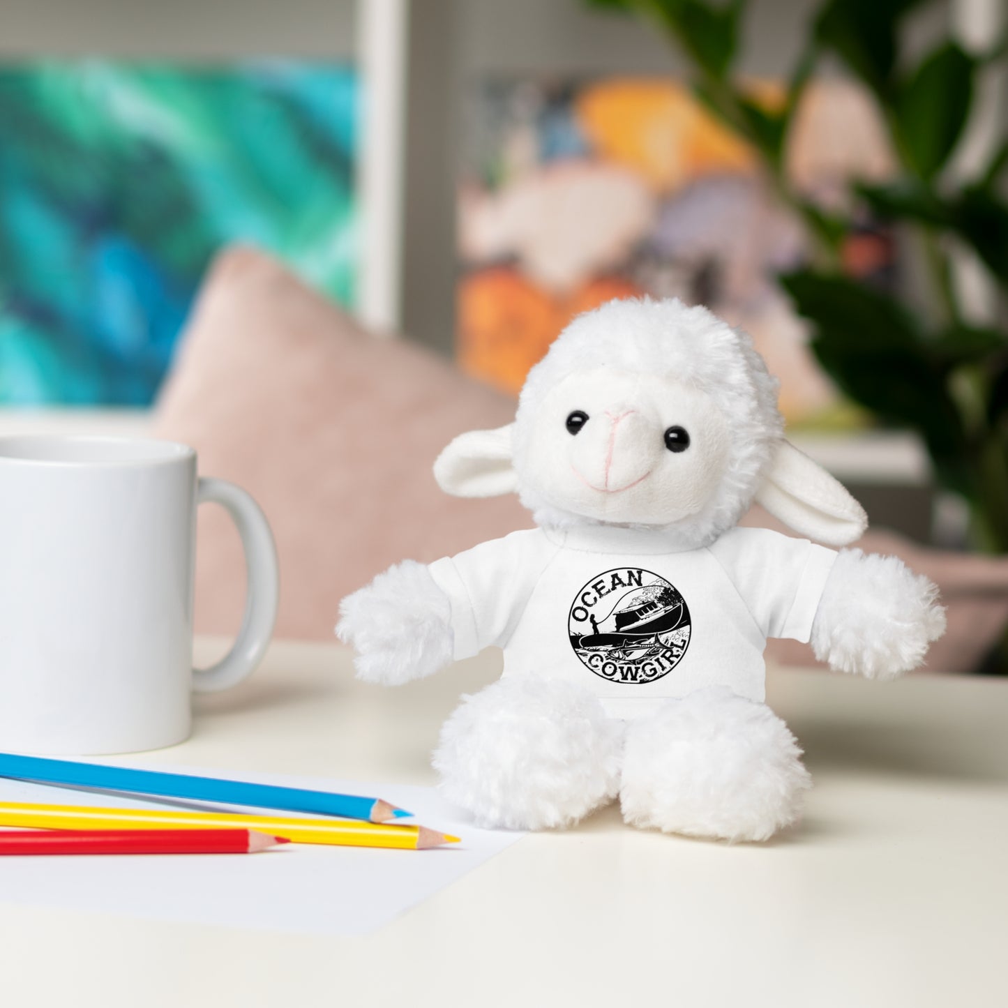 Ocean Cowgirl Cozy Cuddle Bear, Personalized Stuffed Animal, Gift for Kids, Soft Toy for Birthdays, Ocean Cowgirl Tee