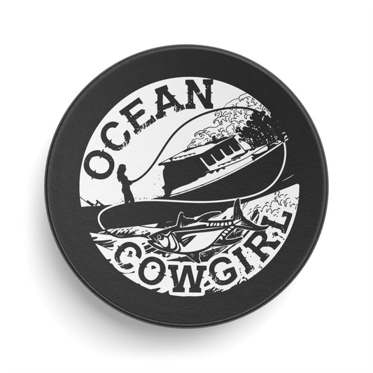 Ocean Cowgirl Hockey Puck | Unique Gift for Fishermen, Beach Lovers, Sports Fans, Outdoor Decor, Ocean Themed Collectible