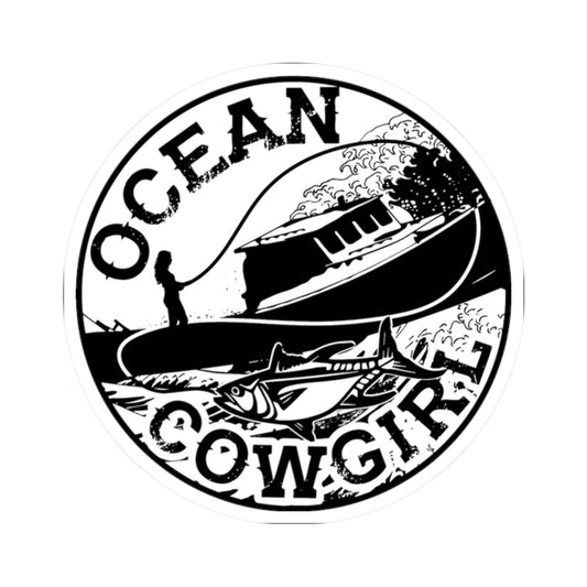 Ocean Cowgirl Kiss-Cut Stickers - Nautical Decor, Laptop Stickers, Gift for Beach Lovers, Boat Enthusiasts, Ocean-Themed Accessories