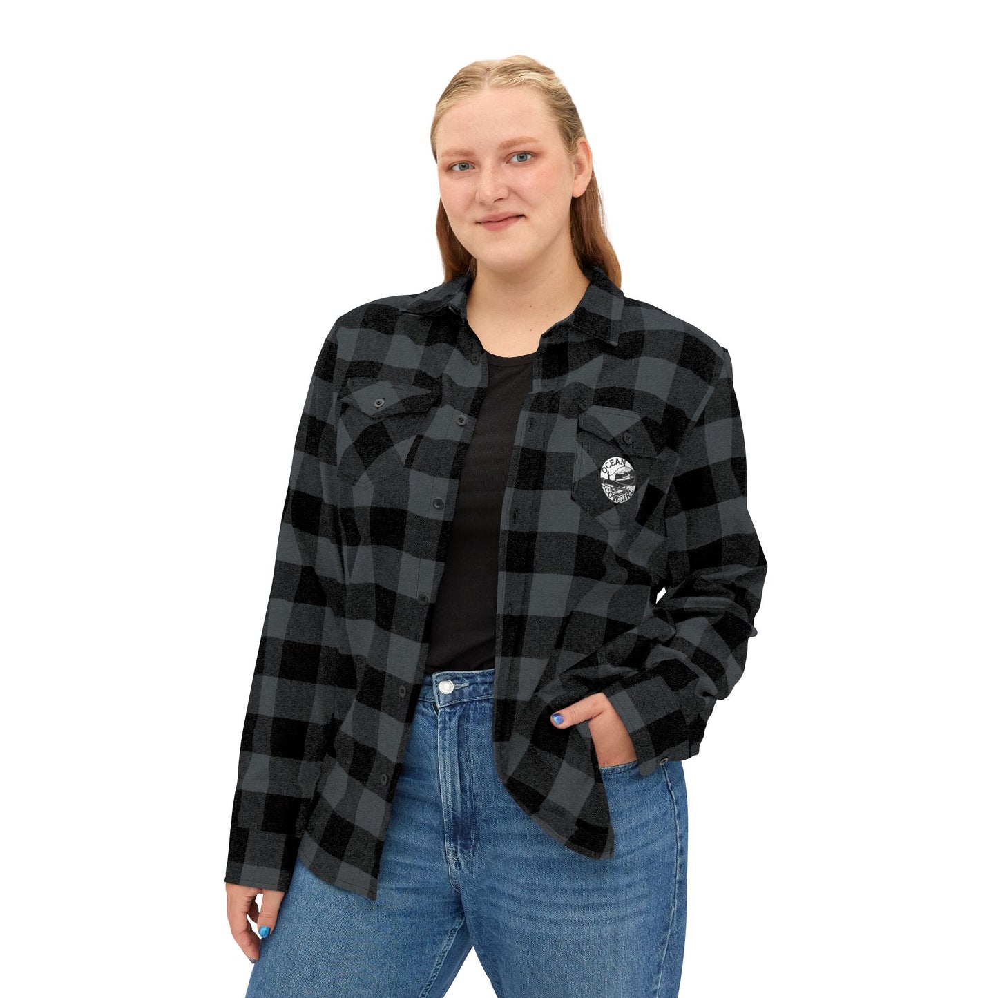 Ocean Cowgirl Cozy Unisex Flannel Shirt | Casual Outdoor Wear, Fall Fashion, Layering Essential, Relaxed Style, Gift Idea for Him/Her