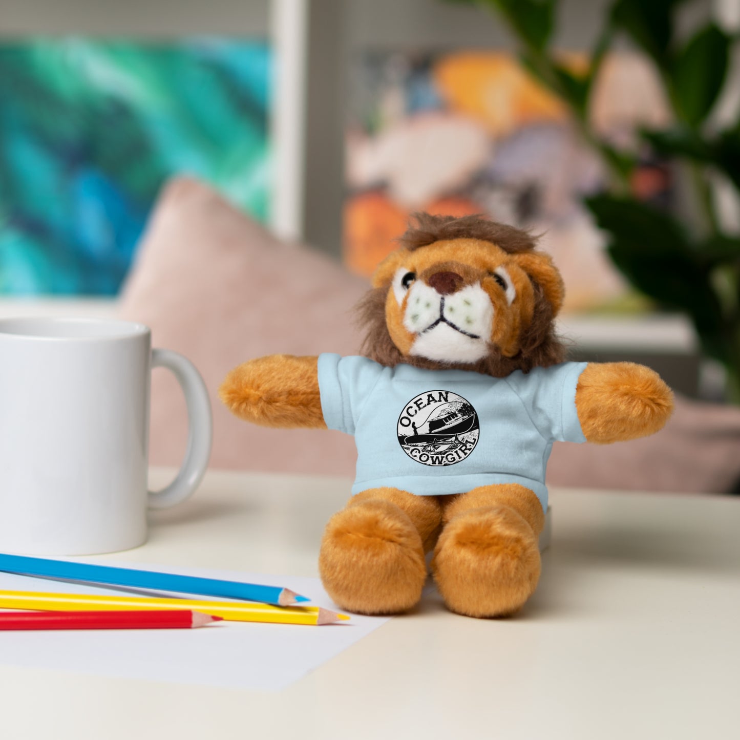 Ocean Cowgirl Cozy Cuddle Bear, Personalized Stuffed Animal, Gift for Kids, Soft Toy for Birthdays, Ocean Cowgirl Tee