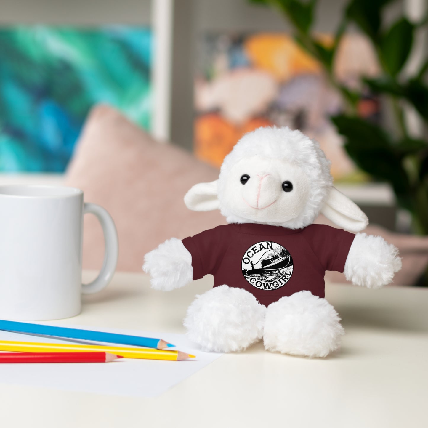 Ocean Cowgirl Cozy Cuddle Bear, Personalized Stuffed Animal, Gift for Kids, Soft Toy for Birthdays, Ocean Cowgirl Tee