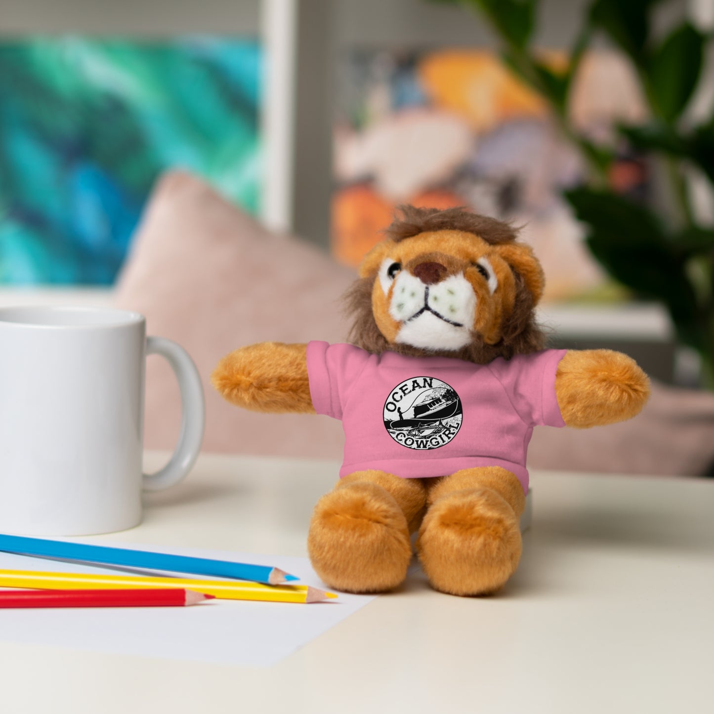Ocean Cowgirl Cozy Cuddle Bear, Personalized Stuffed Animal, Gift for Kids, Soft Toy for Birthdays, Ocean Cowgirl Tee