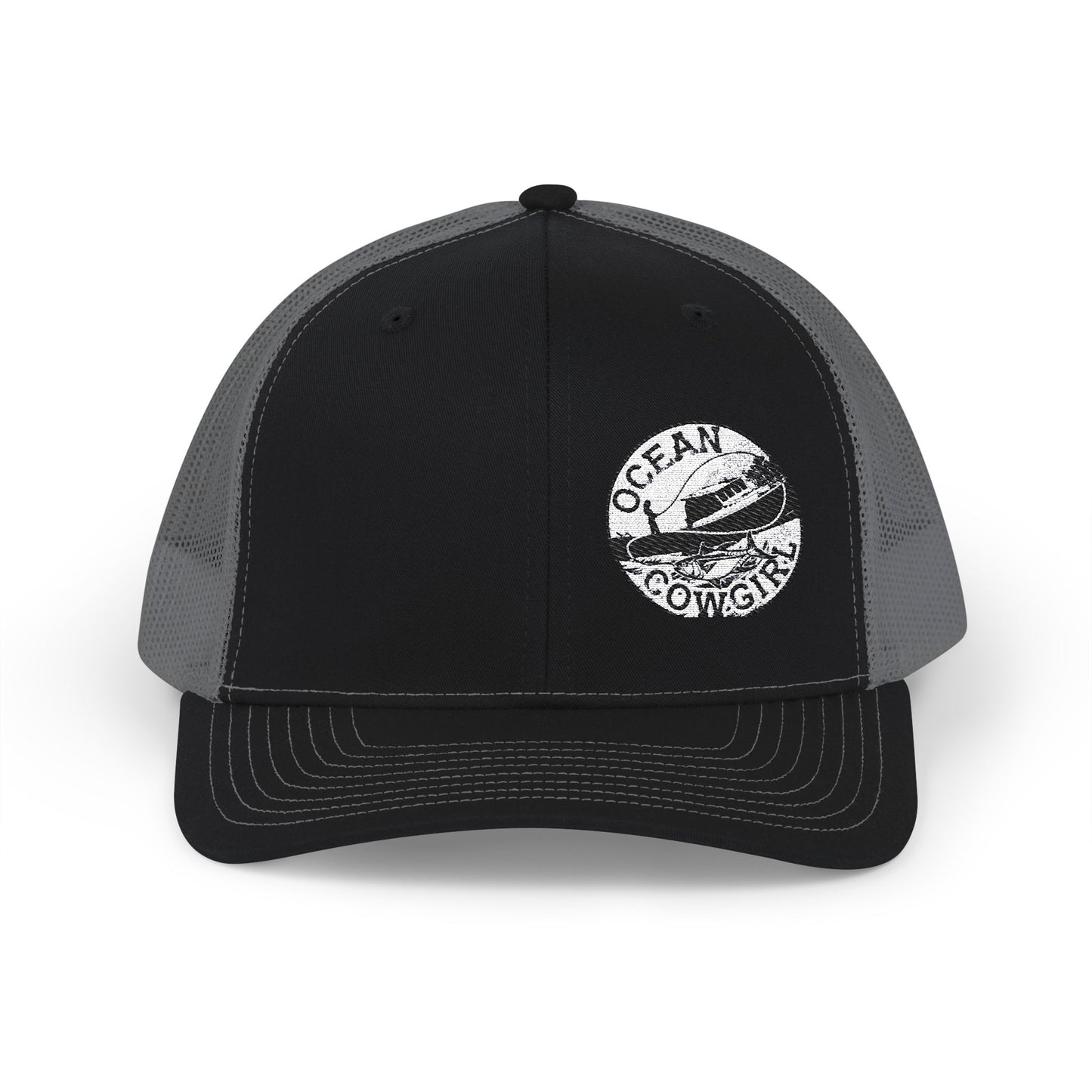 Ocean Cowgirl Snapback Trucker Cap, Embroidered Beach Hat, Summer Accessory, Fashionable Gift for Cowgirls and Ocean Lovers