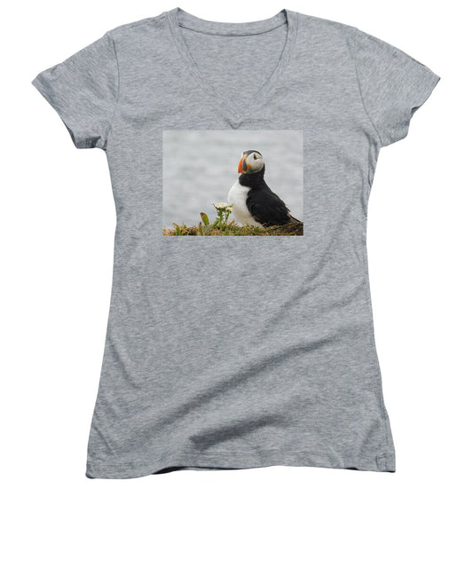 Posing Puffin  - Women's V-Neck